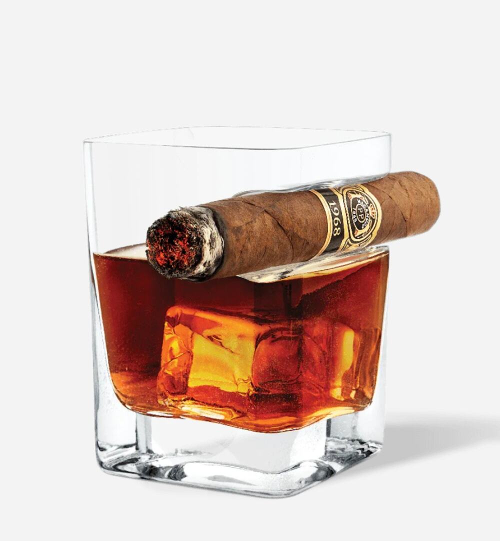 CORKCICLE Cigar Glass Handcrafted Whiskey Glass with Built-in Cigar Holder NEW